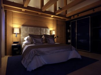 3d,Rendering,Cozy,Bedroom,Is,In,The,Attic,Of,A